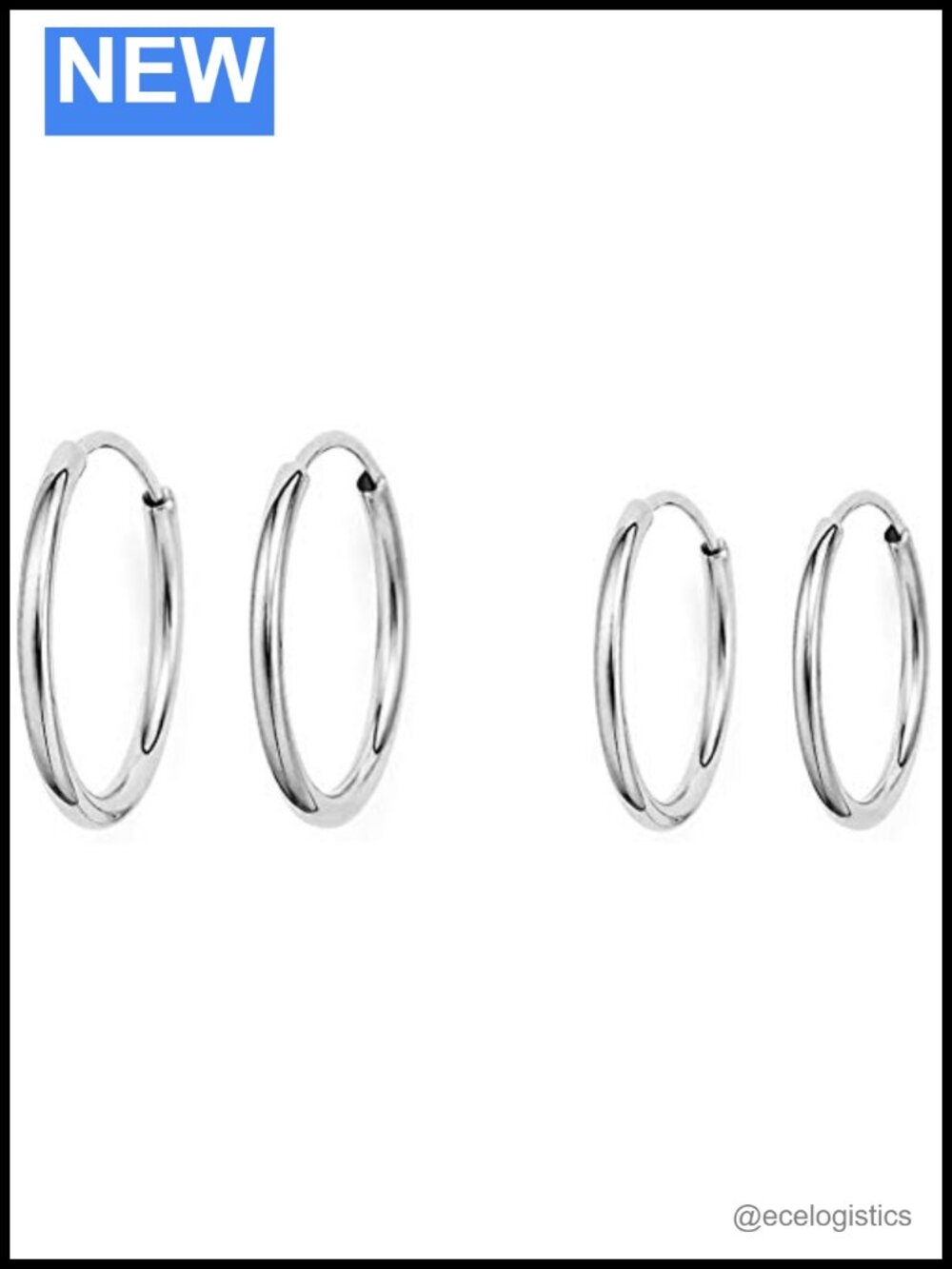 14k Gold Thin Continuous Endless Hoop Earrings 10mm 12mm Two Pair Set